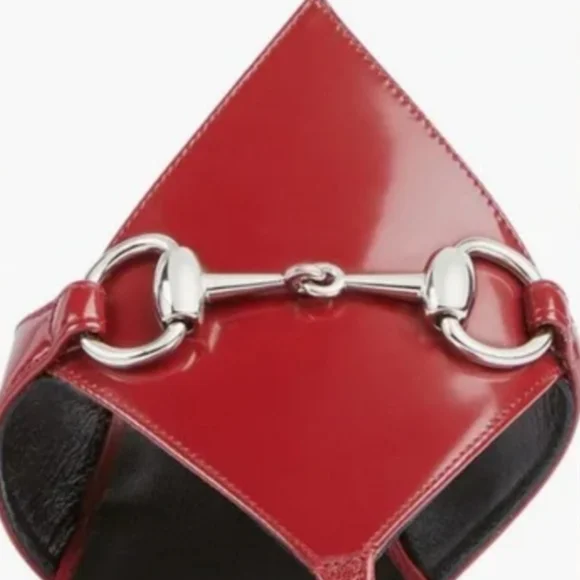 Gucci sandals slides red with horsebit silver hardware